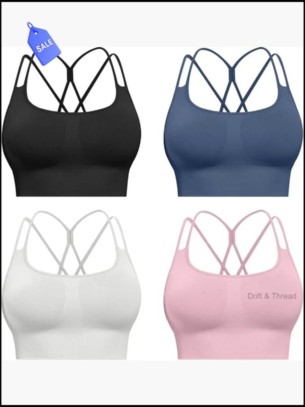 4 Pack Padded High Support Sports Bras Seamless Racerback Workout Yoga